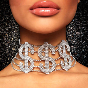 Them Know You’re In The Mood For Money With This Rhinestone Big Money Choker
