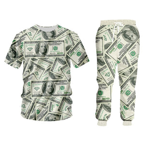 3D $100 dollar bill print casual wear combinations