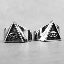 Load image into Gallery viewer, Freemason Illuminati Triangle Masonic Stainless Steel Mens Rings Punk for Male Boyfriend Biker Jewelry Creativity Gift Wholesale
